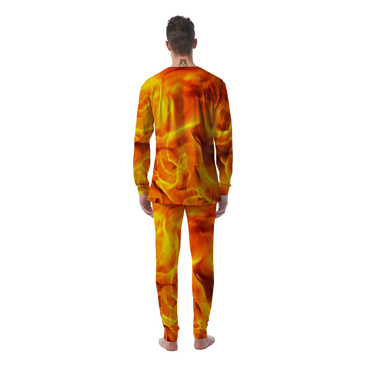 Burning Fire Flame Print Men's Pajamas-grizzshop