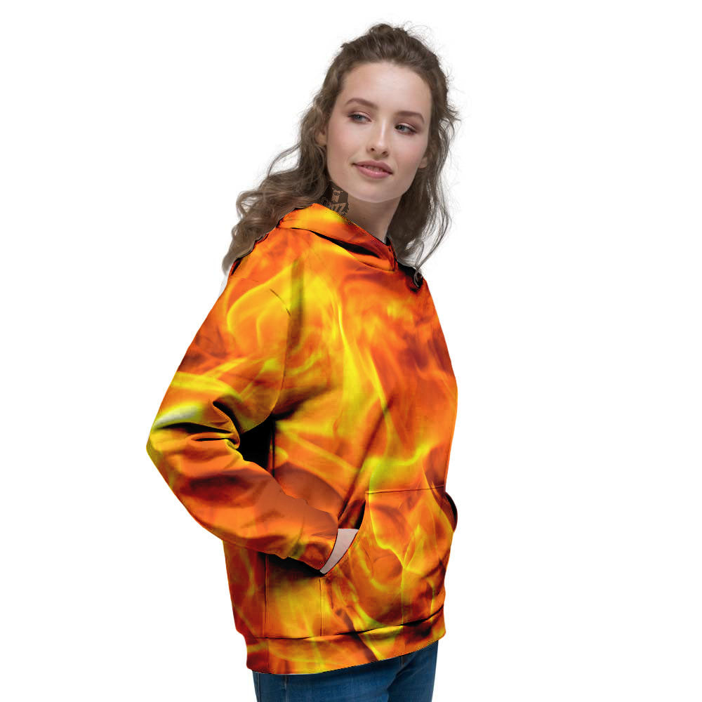 Burning Fire Flame Print Women's Hoodie-grizzshop