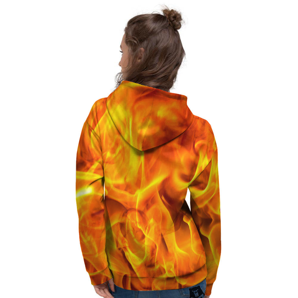 Burning Fire Flame Print Women's Hoodie-grizzshop