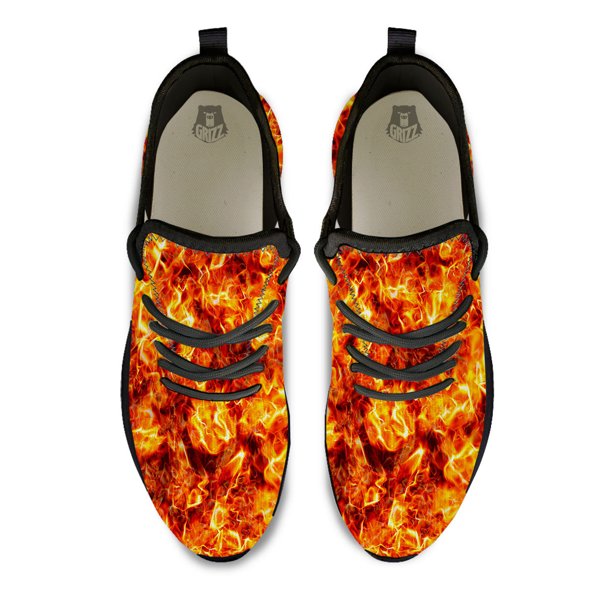 Burning Lava Print Black Athletic Shoes-grizzshop