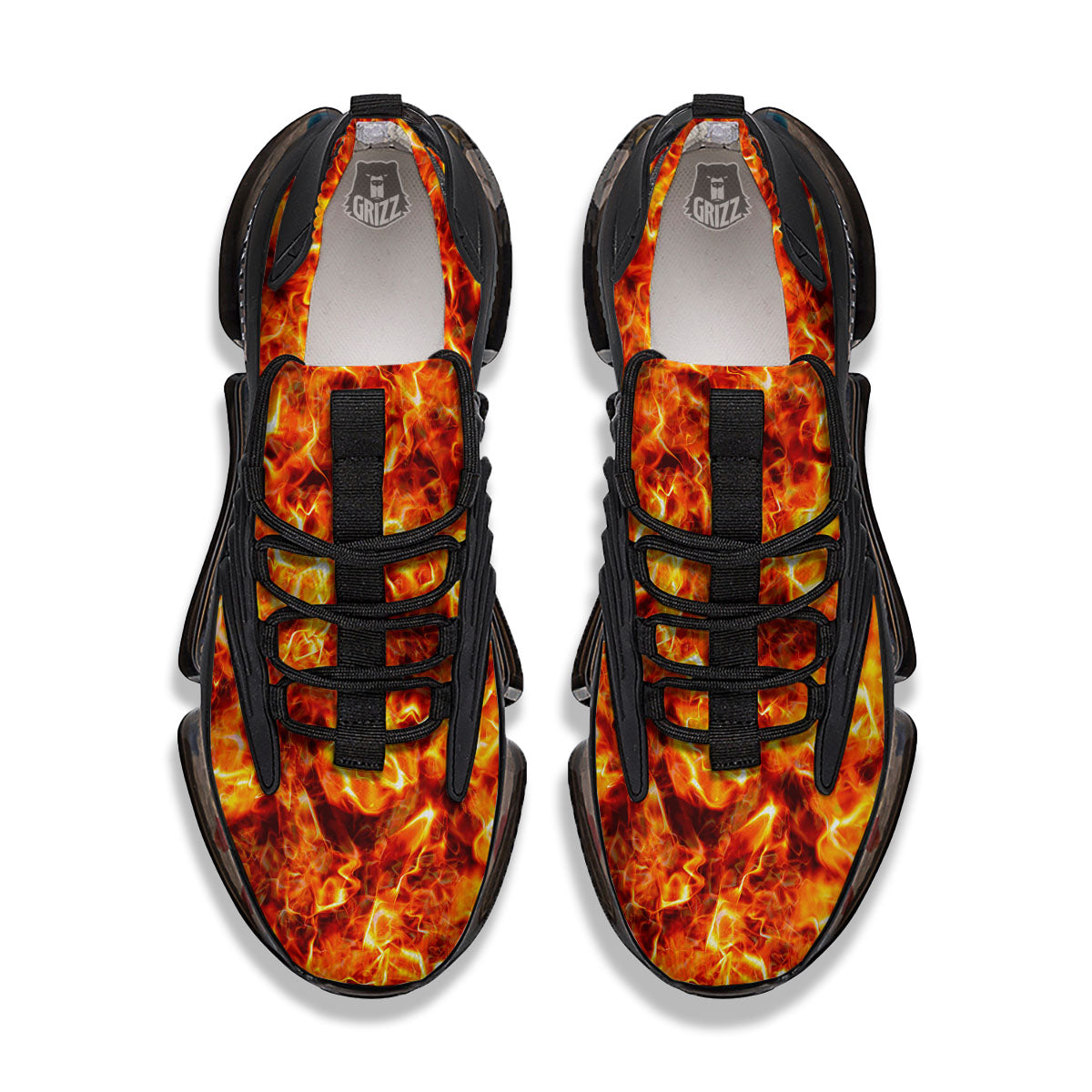 Burning Lava Print Black Gym Shoes-grizzshop