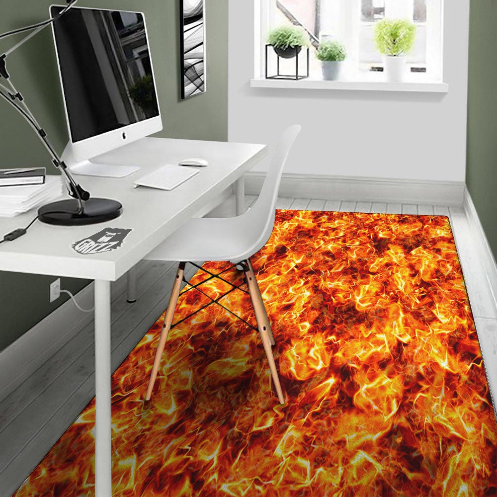 Burning Lava Print Floor Mat-grizzshop