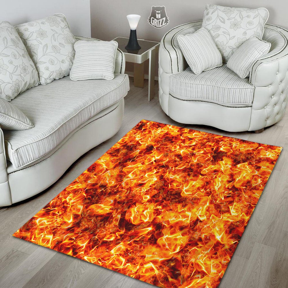 Burning Lava Print Floor Mat-grizzshop