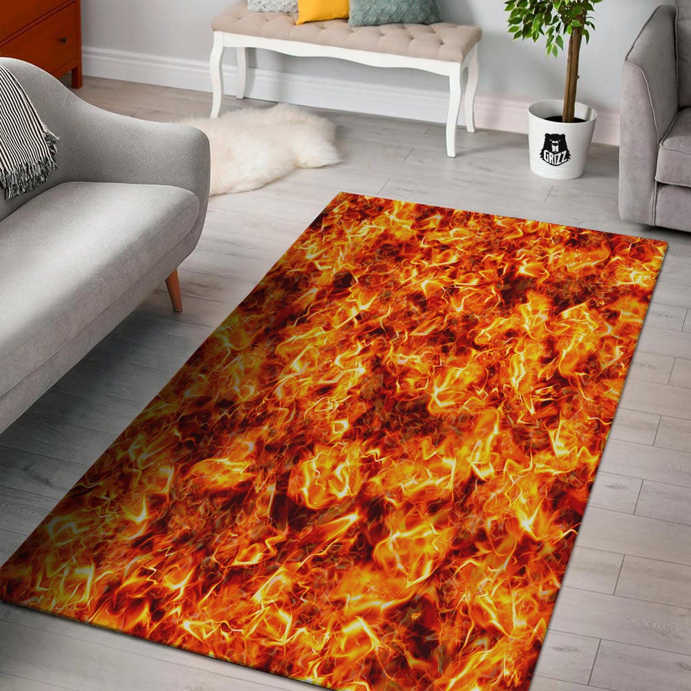 Burning Lava Print Floor Mat-grizzshop