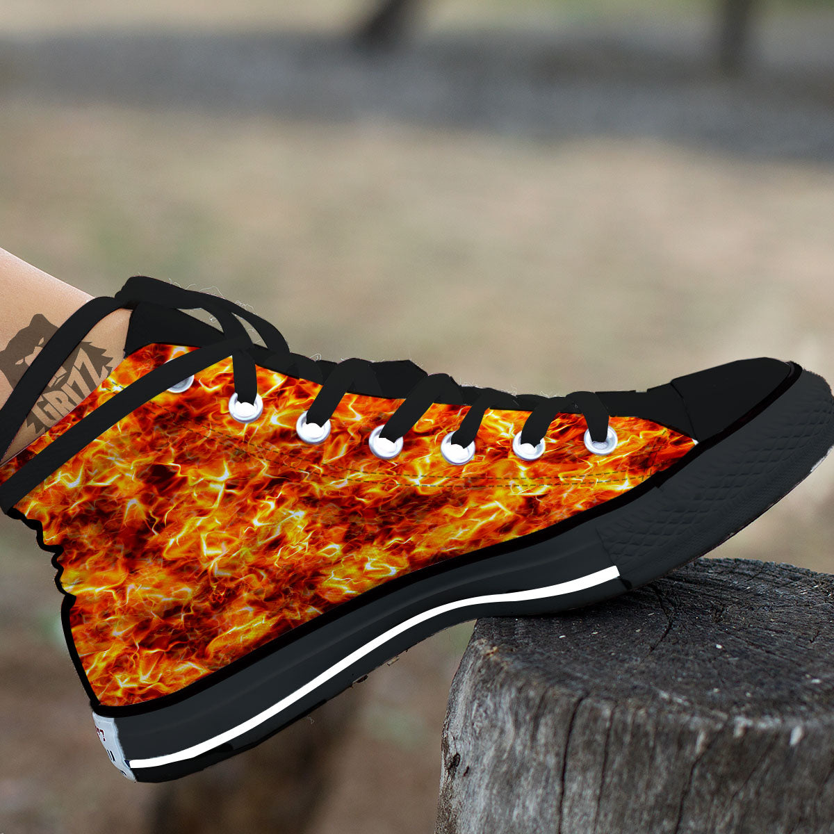 Burning Lava Print High Top Shoes-grizzshop