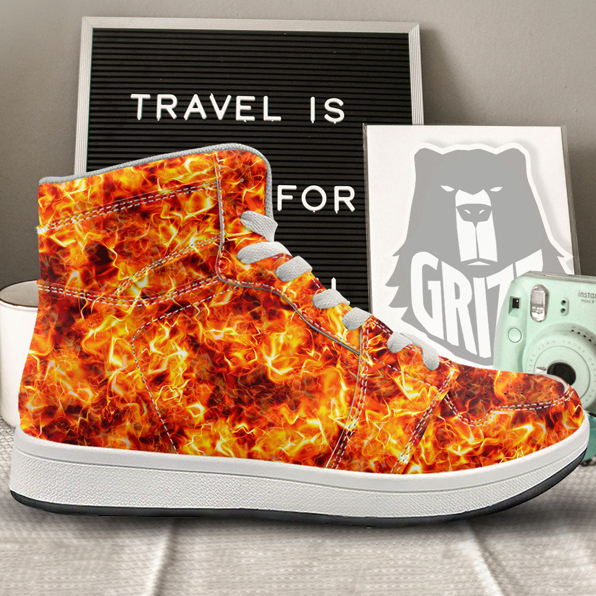 Burning Lava Print High Top Sneakers-grizzshop