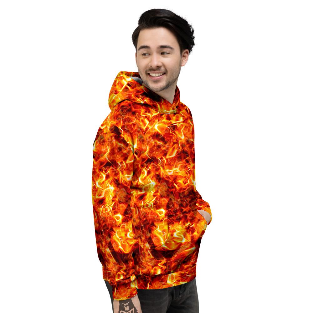 Burning Lava Print Men's Hoodie-grizzshop