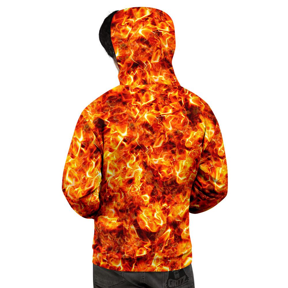 Burning Lava Print Men's Hoodie-grizzshop