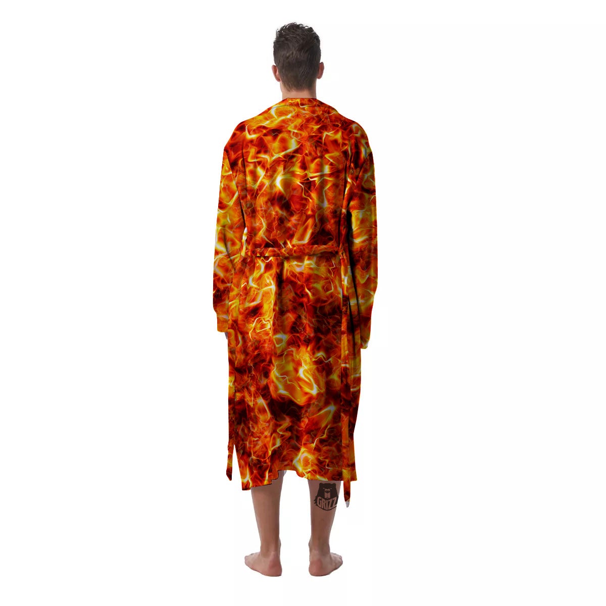 Burning Lava Print Men's Robe-grizzshop