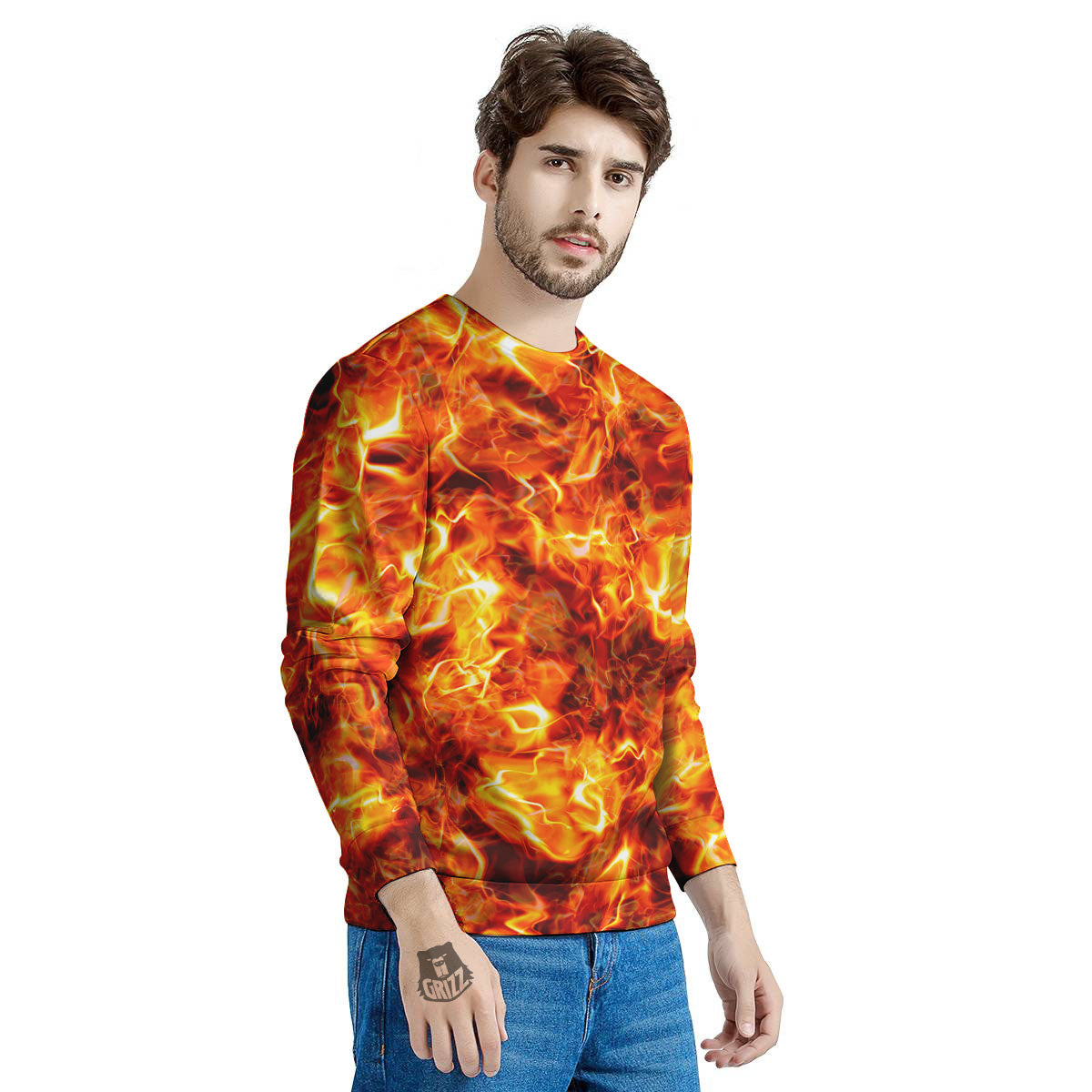 Burning Lava Print Men's Sweatshirt-grizzshop