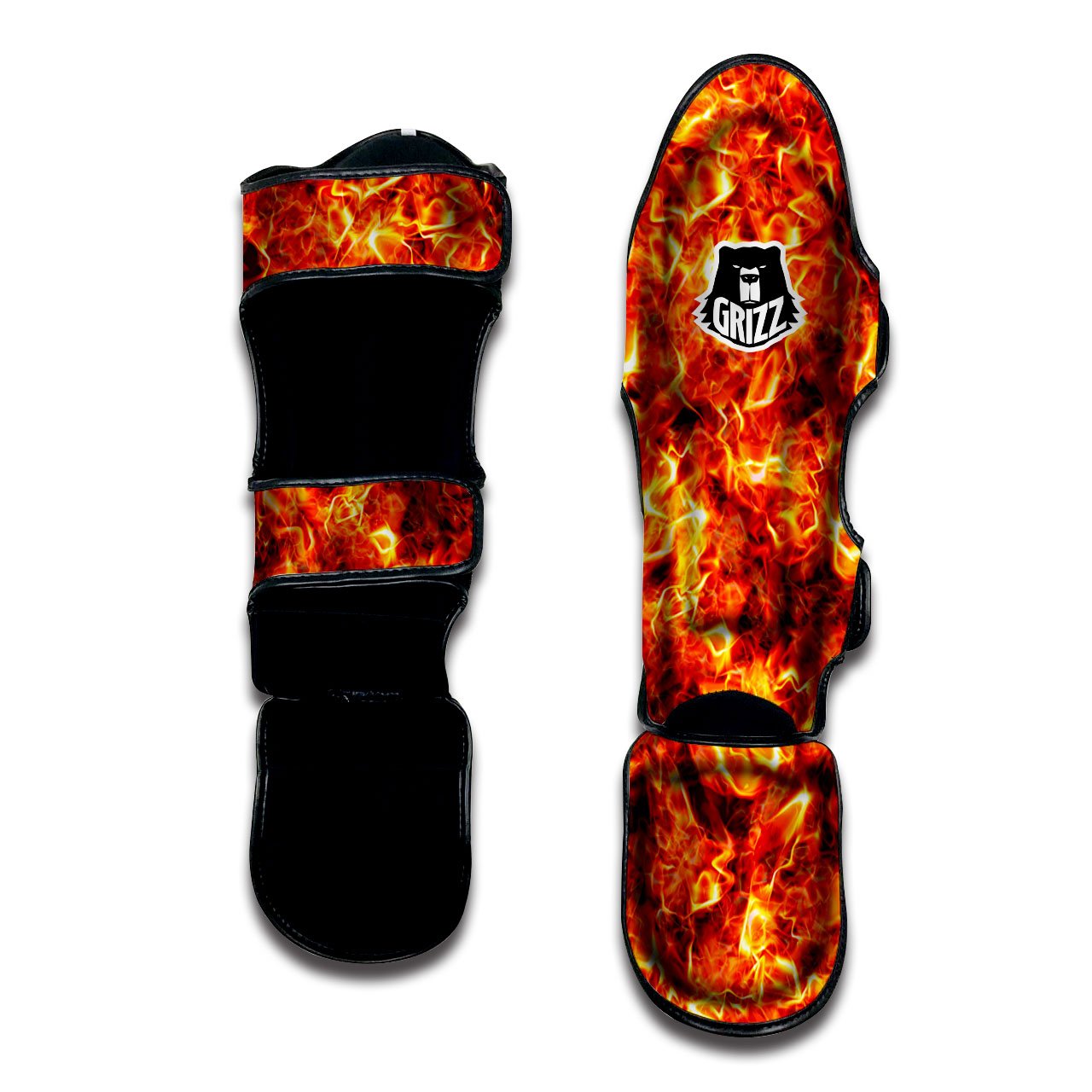 Burning Lava Print Muay Thai Shin Guards-grizzshop