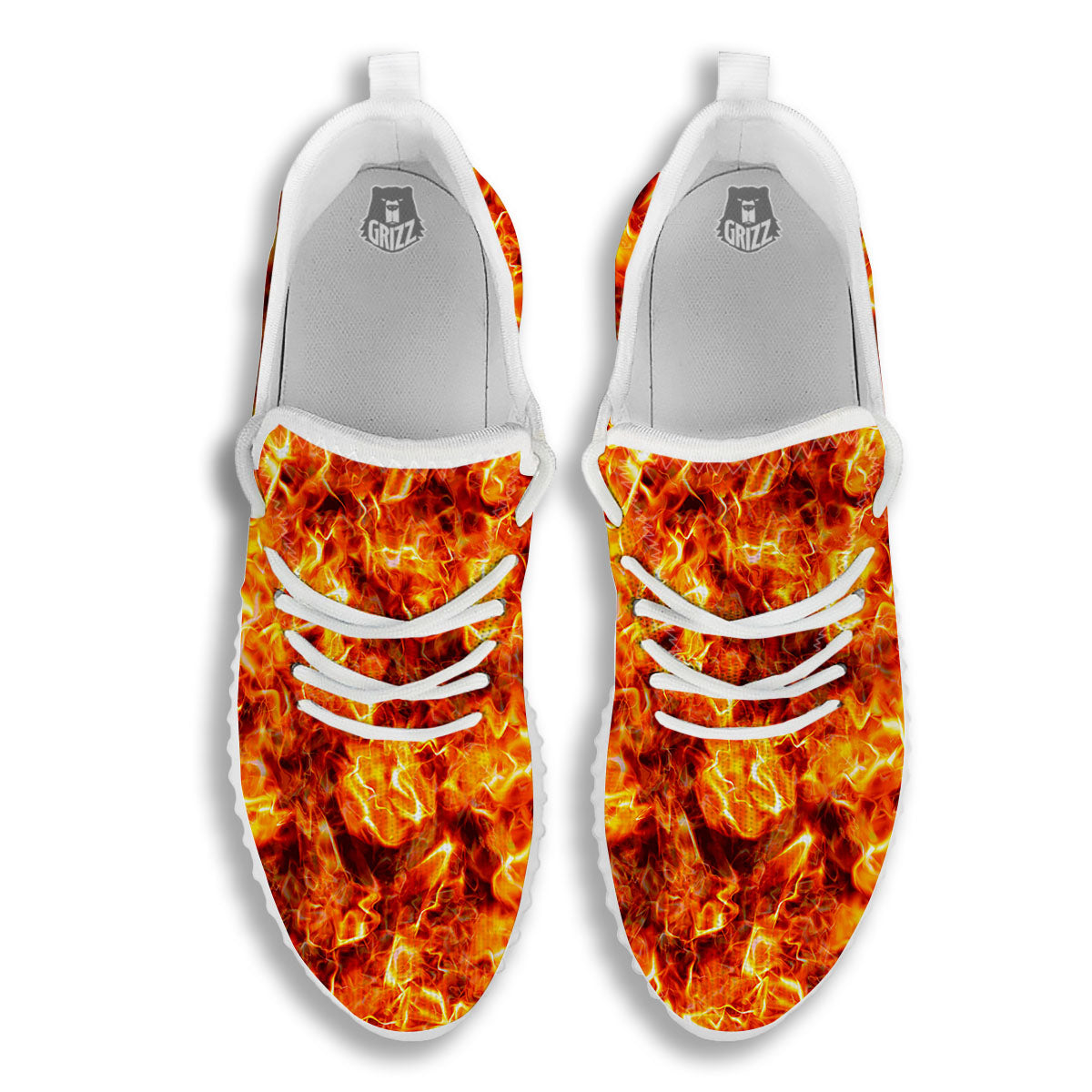 Burning Lava Print White Walking Shoes-grizzshop