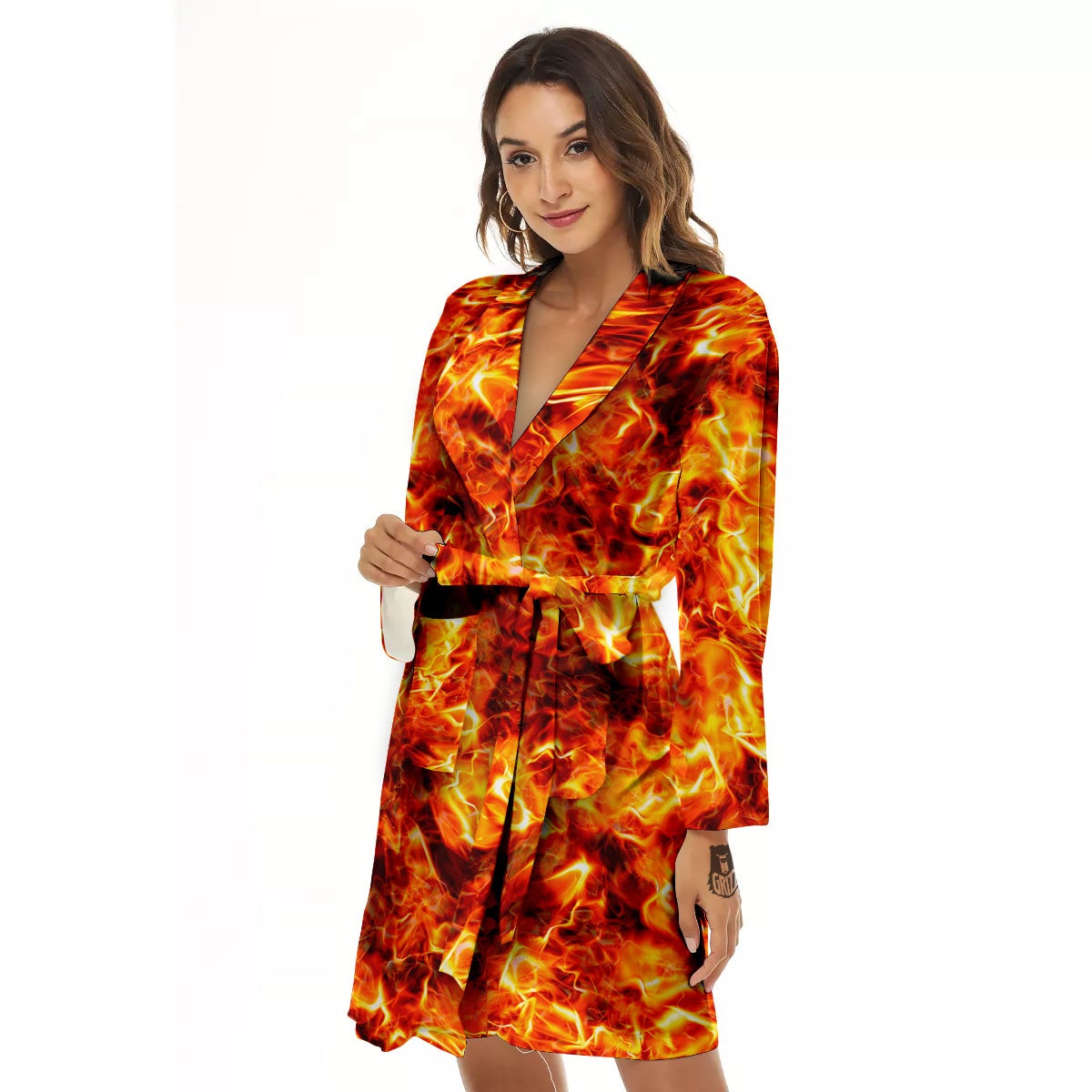 Burning Lava Print Women's Robe-grizzshop