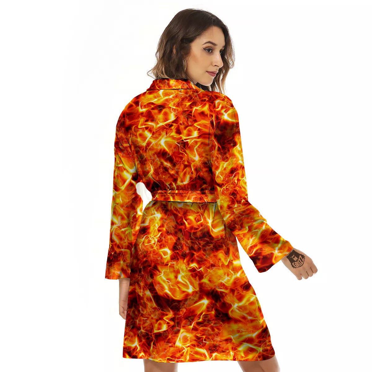 Burning Lava Print Women's Robe-grizzshop