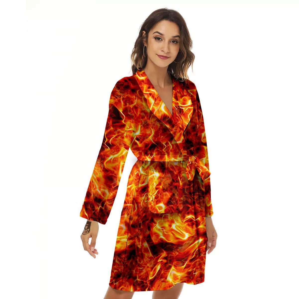 Burning Lava Print Women's Robe-grizzshop
