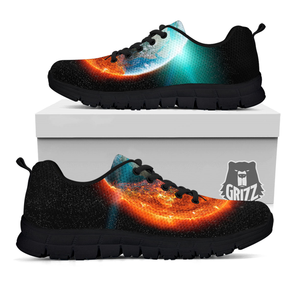 Burning Planet Print Black Sneaker-grizzshop