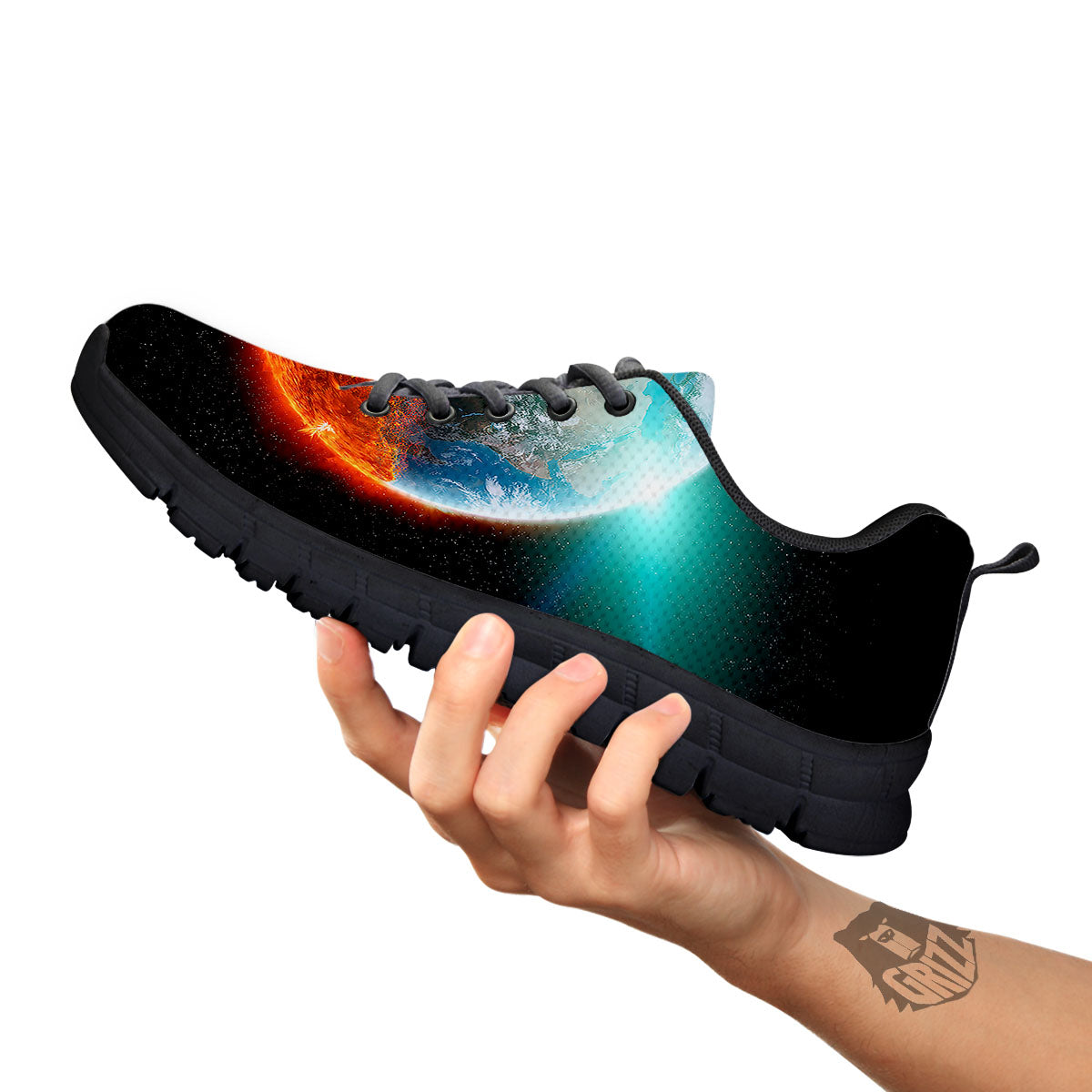 Burning Planet Print Black Sneaker-grizzshop