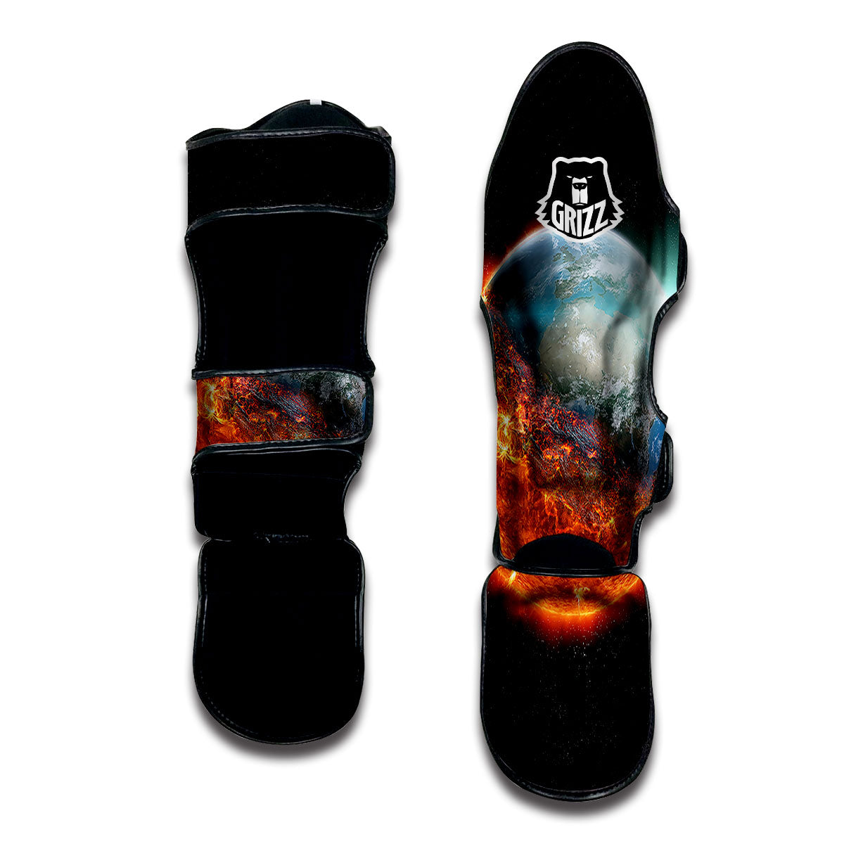 Burning Planet Print Muay Thai Shin Guards-grizzshop