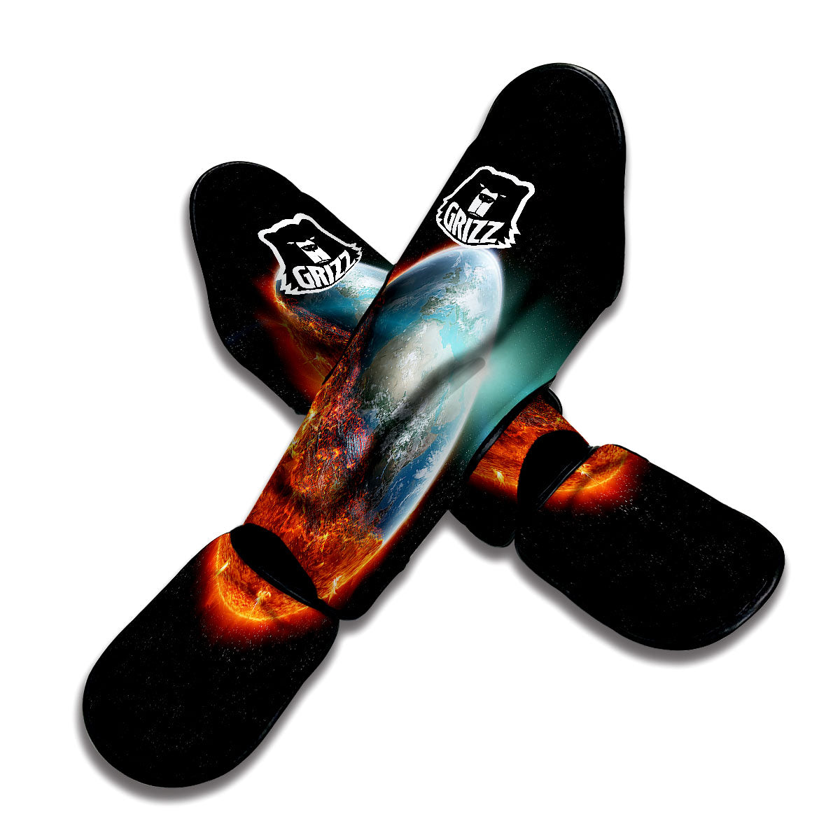 Burning Planet Print Muay Thai Shin Guards-grizzshop