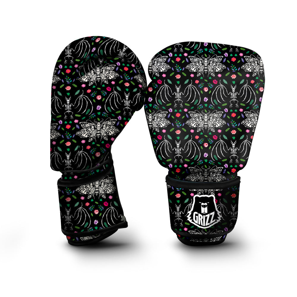 Butterflies And Skeletons of Bats Print Pattern Boxing Gloves-grizzshop