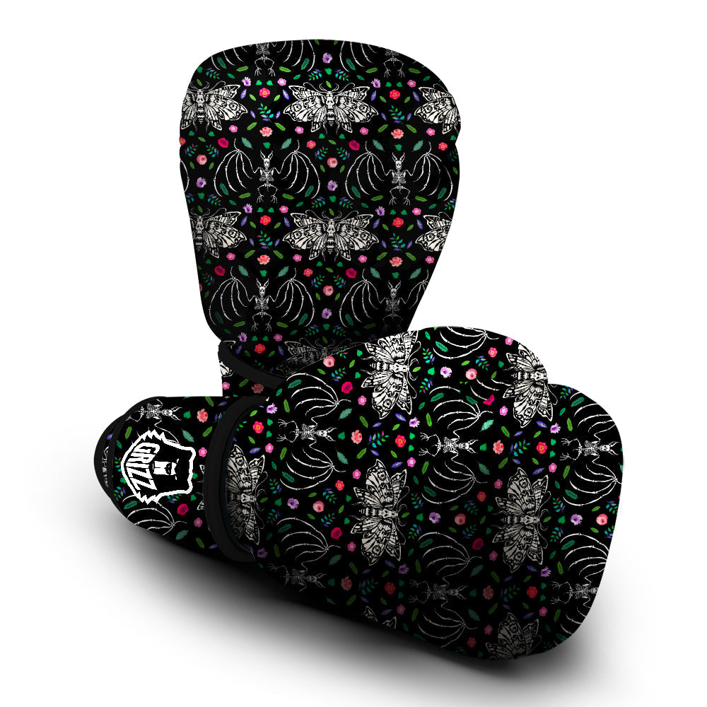 Butterflies And Skeletons of Bats Print Pattern Boxing Gloves-grizzshop