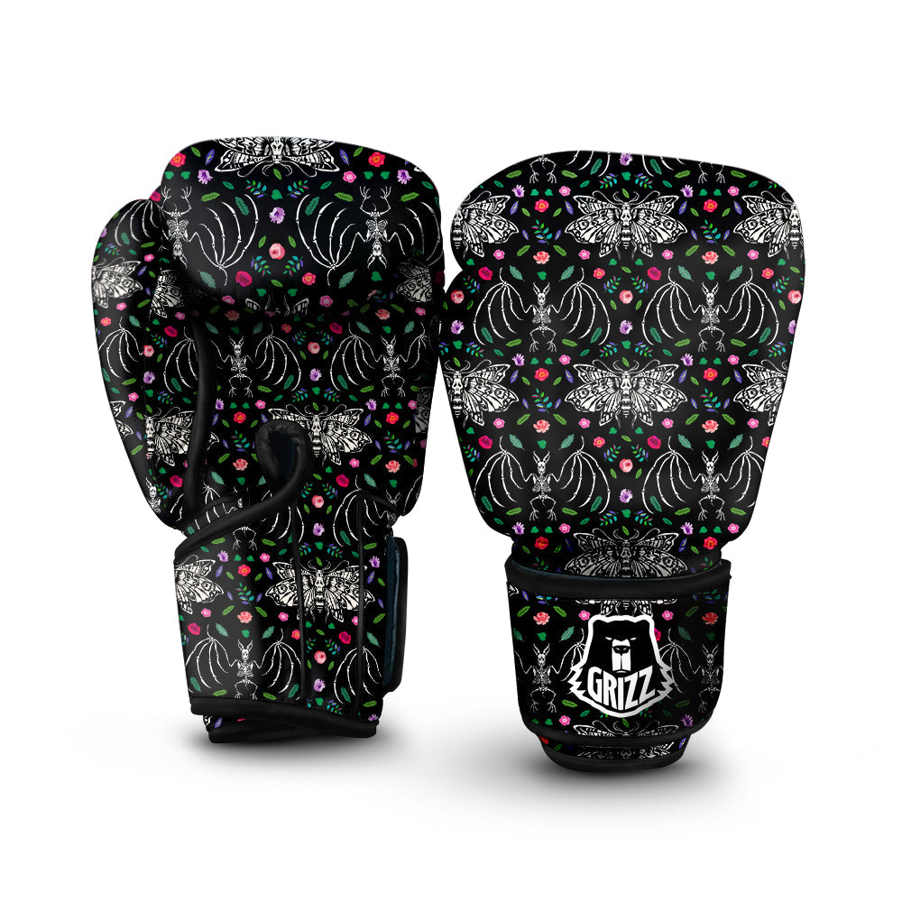 Butterflies And Skeletons of Bats Print Pattern Boxing Gloves-grizzshop
