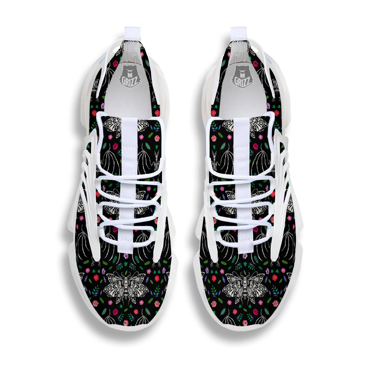 Butterflies And Skeletons of Bats Print Pattern White Gym Shoes-grizzshop