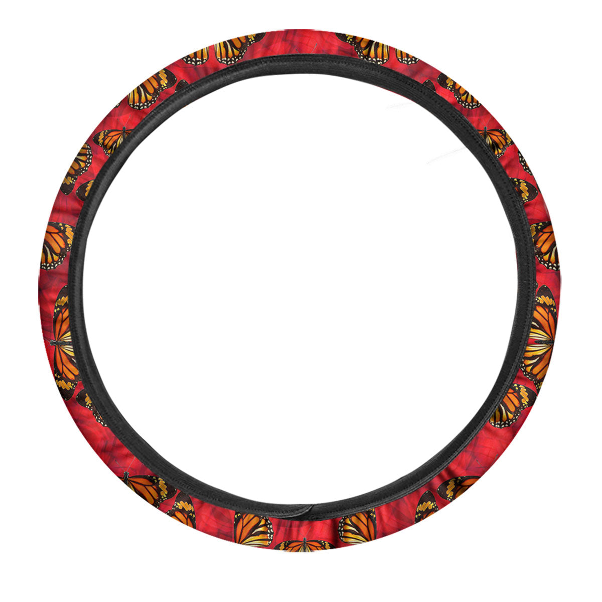 Butterflies Monarch Orange Print Pattern Car Steering Wheel Cover-grizzshop