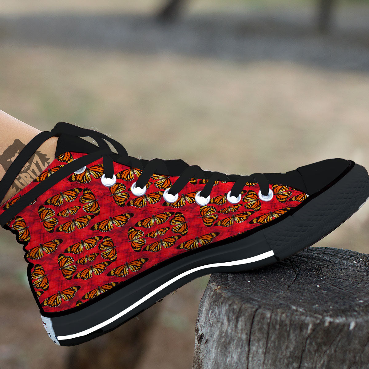 Butterflies Monarch Orange Print Pattern High Top Shoes-grizzshop