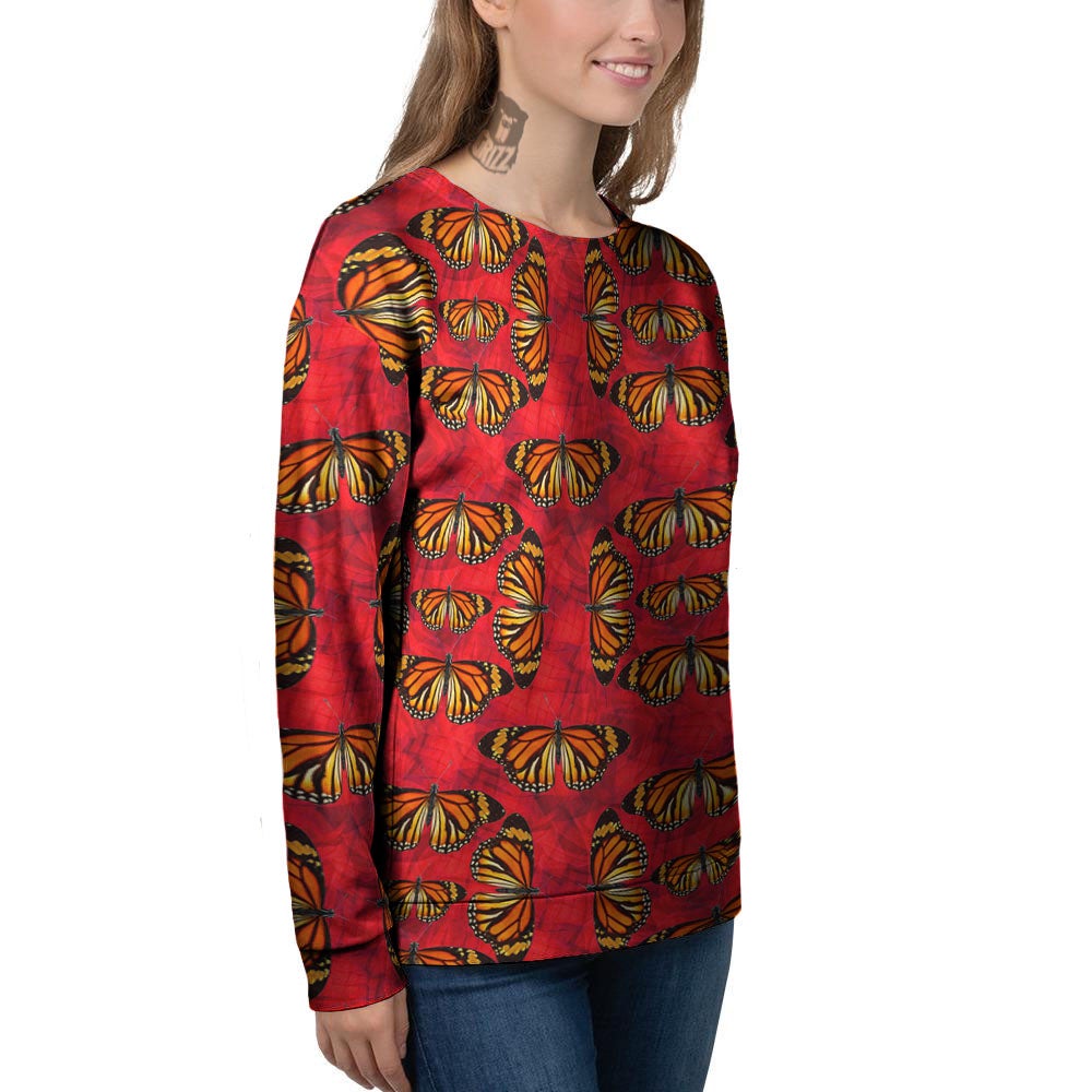 Butterflies Monarch Orange Print Pattern Women's Sweatshirt-grizzshop