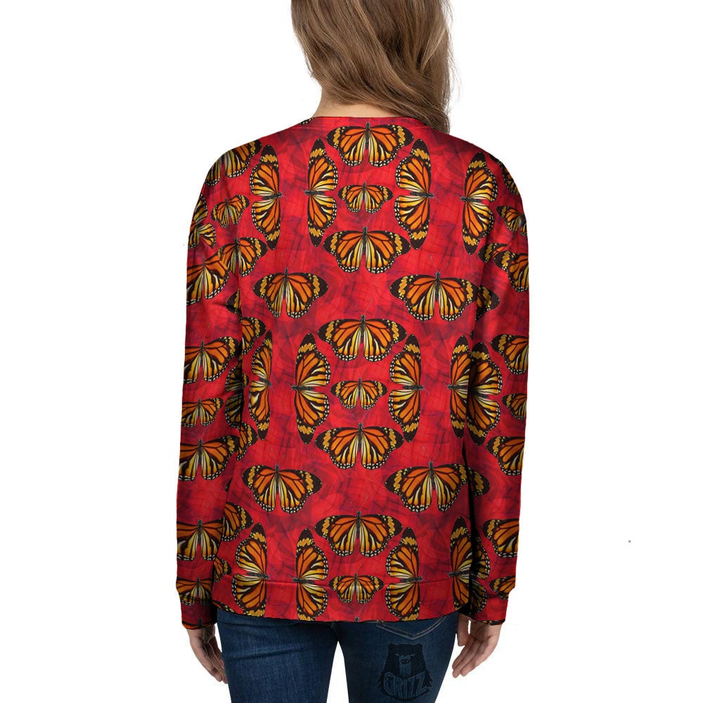 Butterflies Monarch Orange Print Pattern Women's Sweatshirt-grizzshop