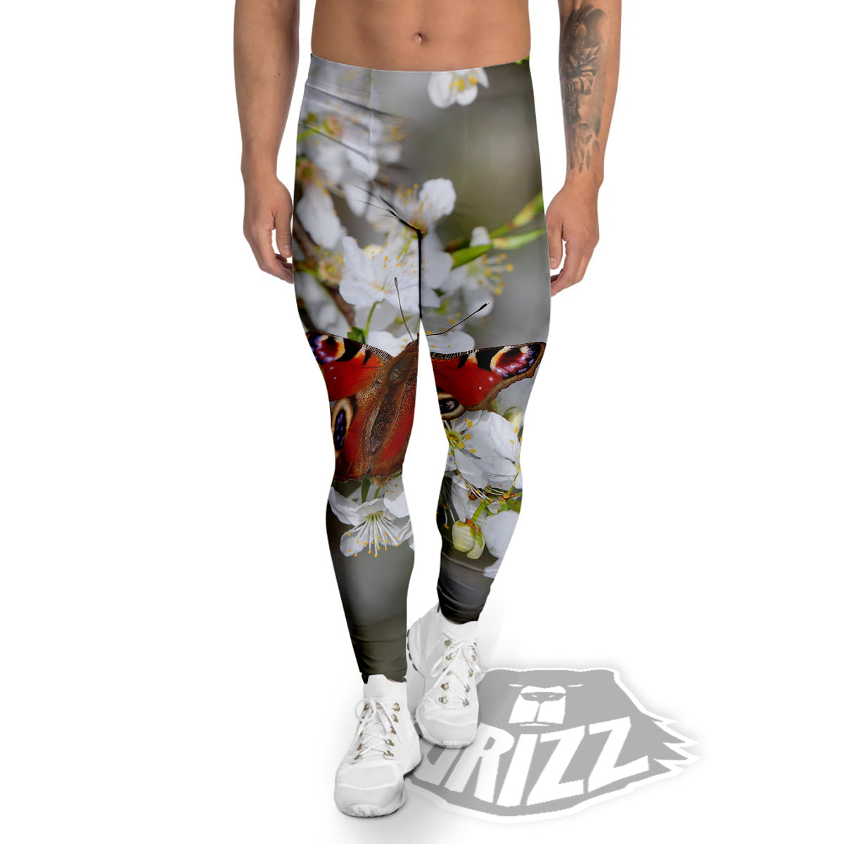 Butterfly Blossom Flower Print Men's Leggings-grizzshop