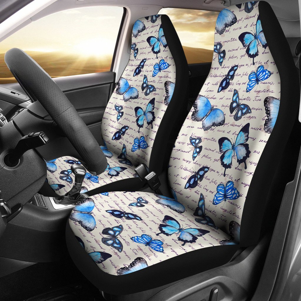 Butterfly Blue Pattern Print Universal Fit Car Seat Cover-grizzshop