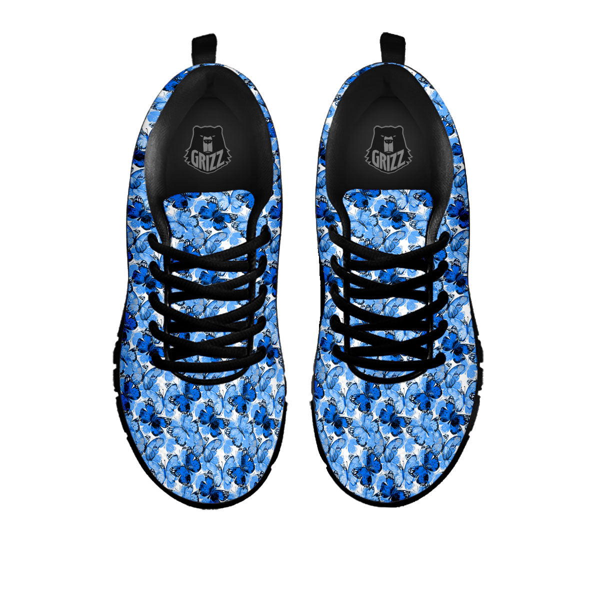 Butterfly Blue Spring Print Pattern Black Sneaker-grizzshop