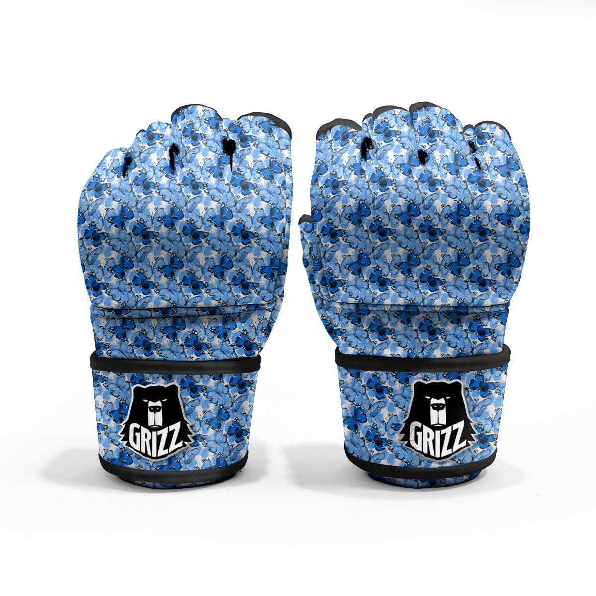 Butterfly Blue Spring Print Pattern MMA Gloves-grizzshop