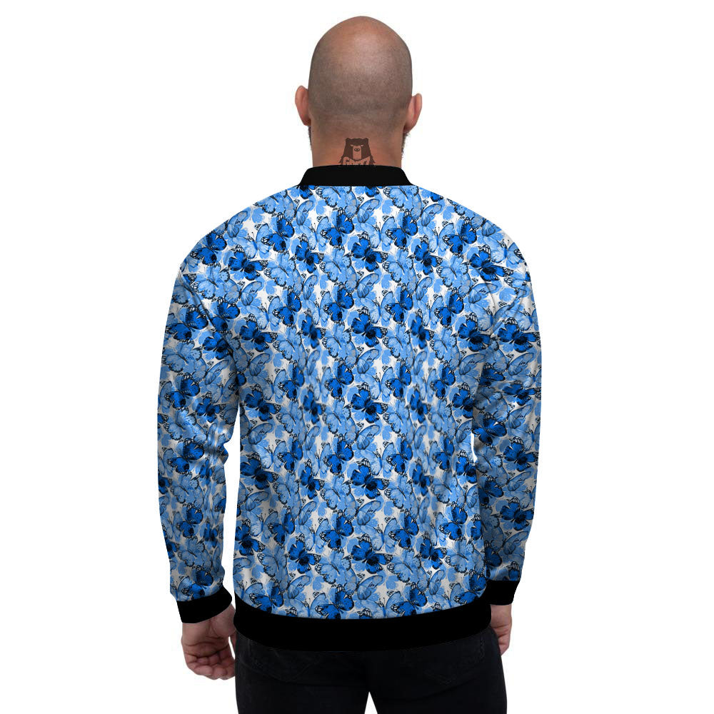 Butterfly Blue Spring Print Pattern Men's Bomber Jacket-grizzshop