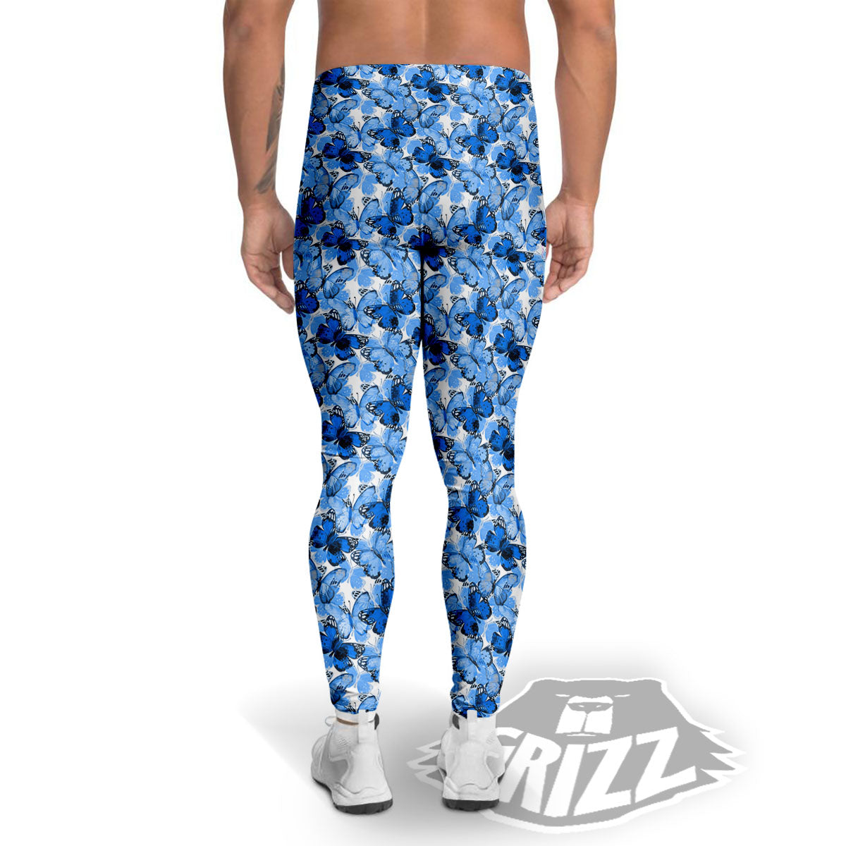 Butterfly Blue Spring Print Pattern Men's Leggings-grizzshop