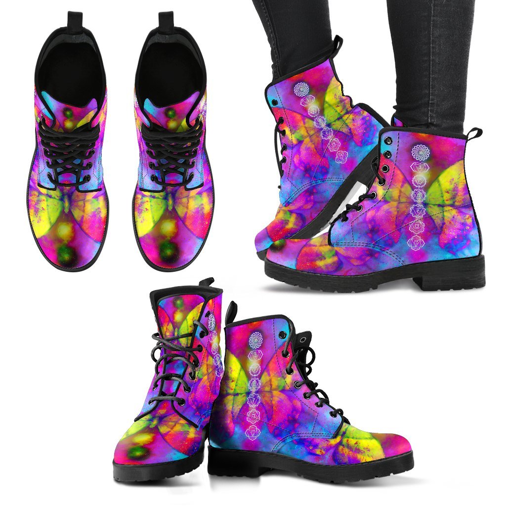 Butterfly Chakra Women's Leather Boots-grizzshop