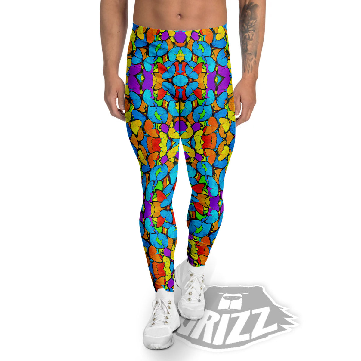 Butterfly Colorful Print Pattern Men's Leggings-grizzshop