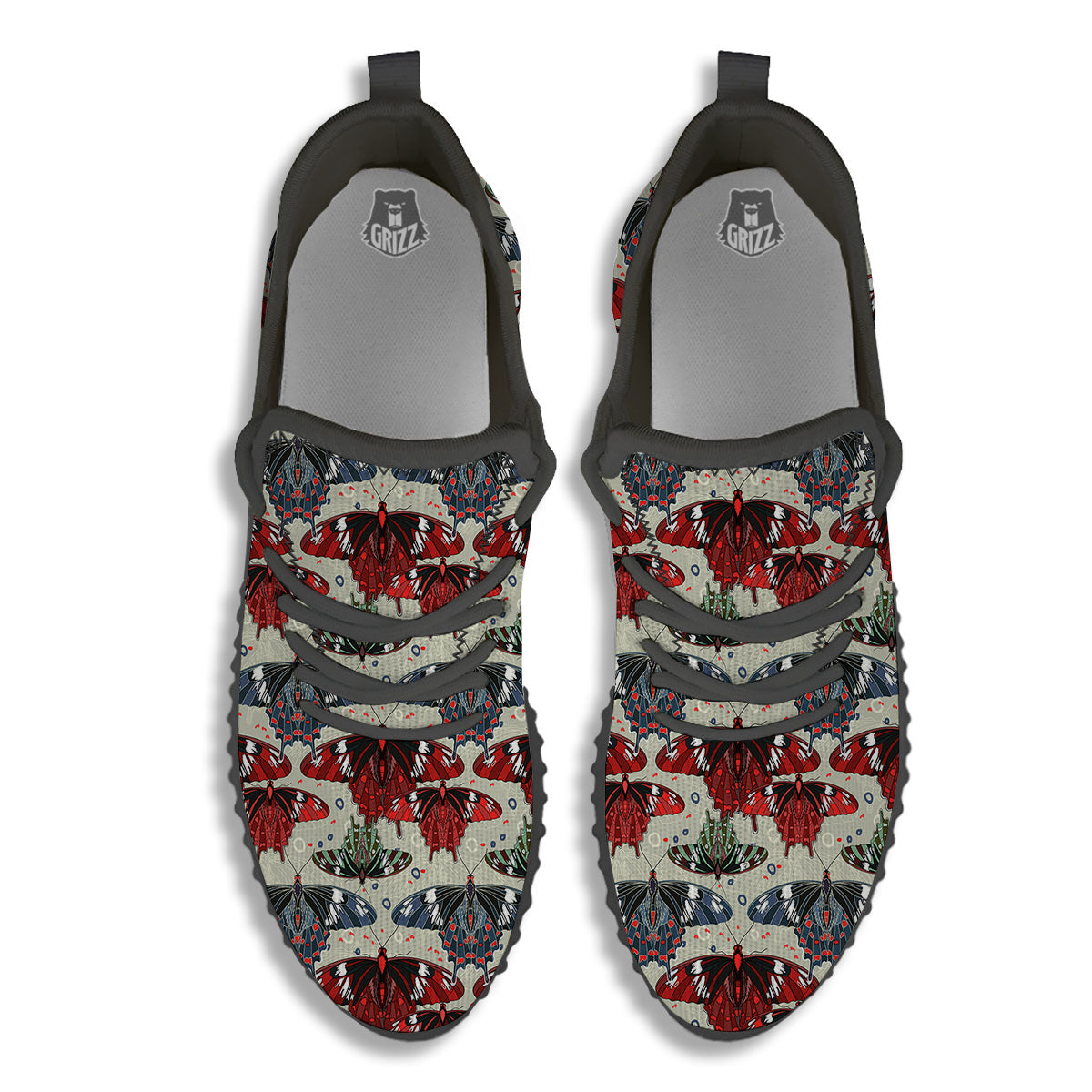 Butterfly Exotic Print Pattern Black Walking Shoes-grizzshop