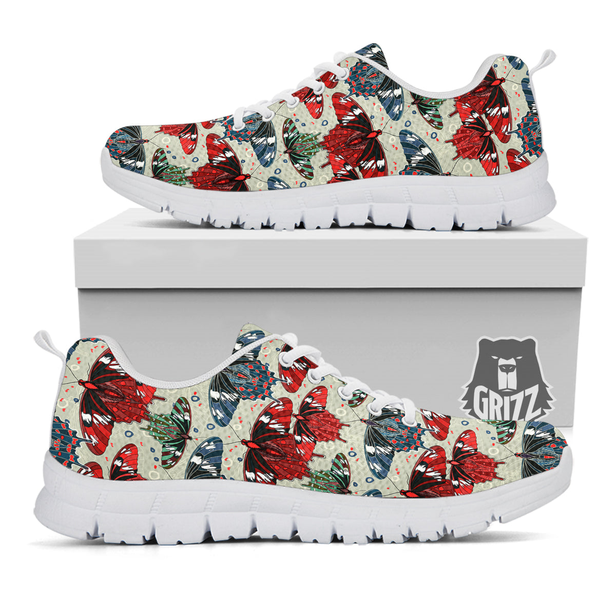 Butterfly Exotic Print Pattern White Sneaker-grizzshop