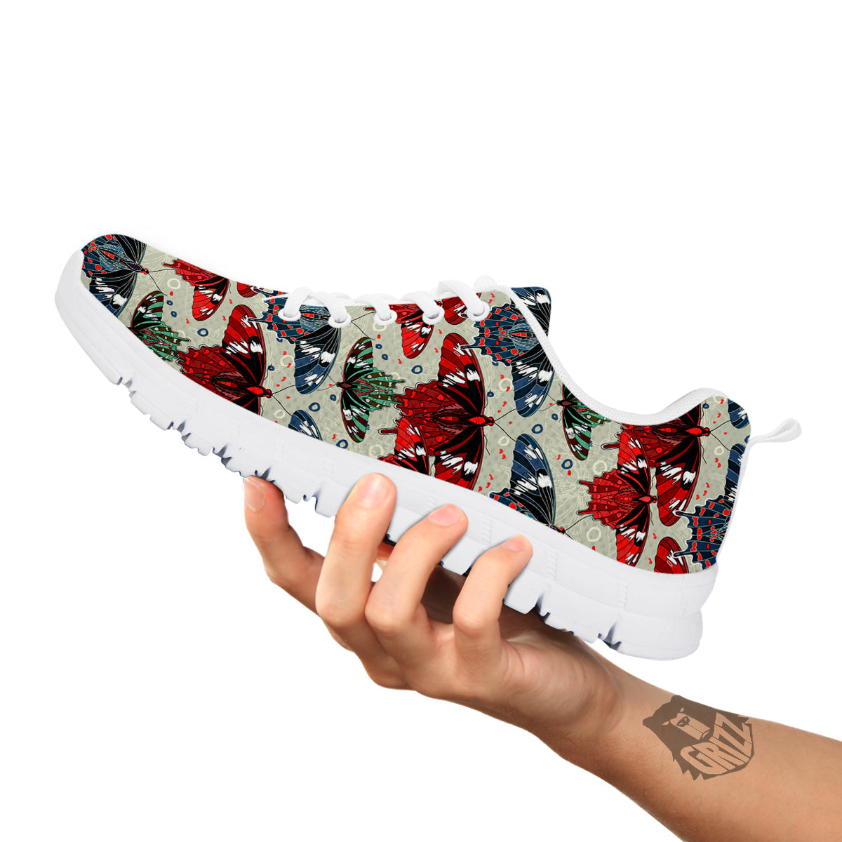 Butterfly Exotic Print Pattern White Sneaker-grizzshop