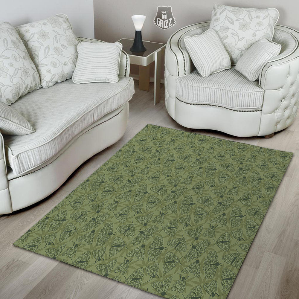 Butterfly Monarch Green Print Pattern Floor Mat-grizzshop