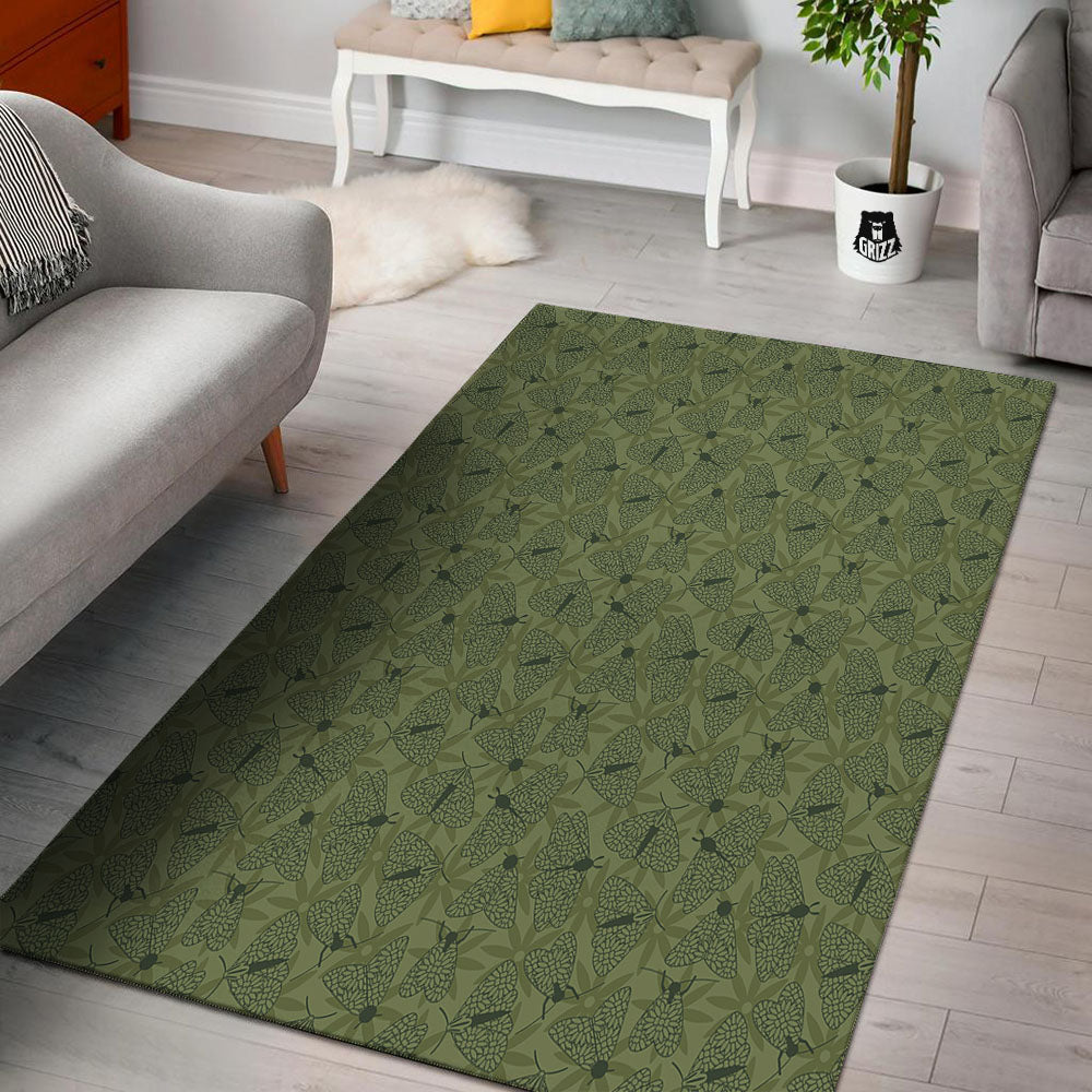 Butterfly Monarch Green Print Pattern Floor Mat-grizzshop