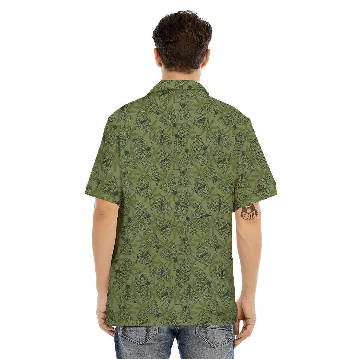 Butterfly Monarch Green Print Pattern Men's Hawaiian Shirt-grizzshop