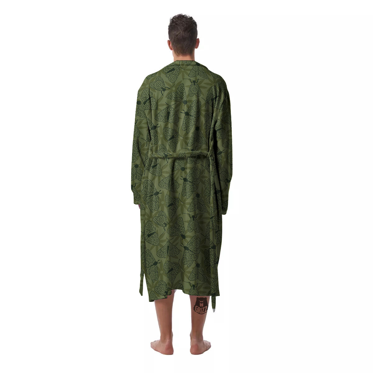 Butterfly Monarch Green Print Pattern Men's Robe-grizzshop