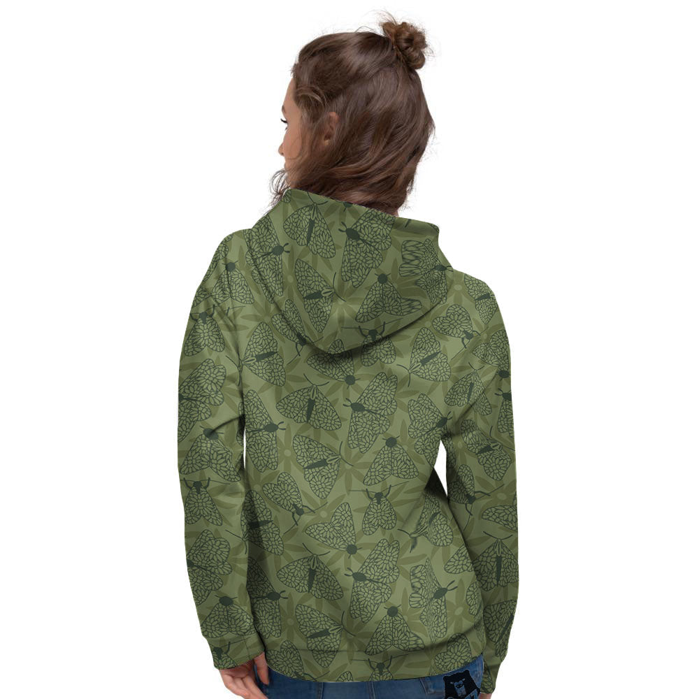 Butterfly Monarch Green Print Pattern Women's Hoodie-grizzshop