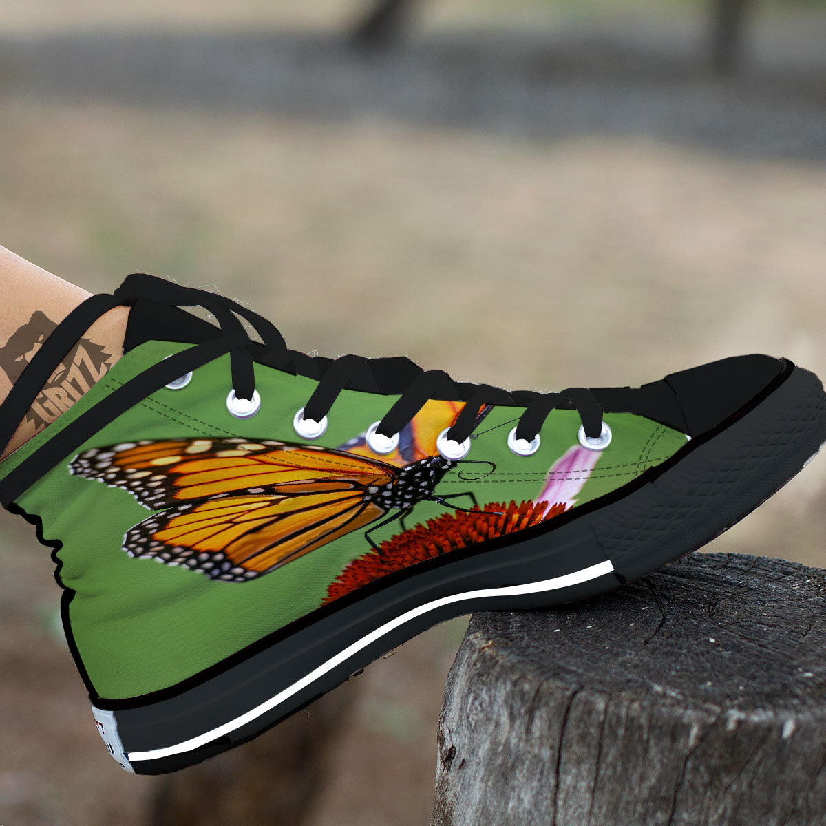 Butterfly Monarch Orange Print High Top Shoes-grizzshop