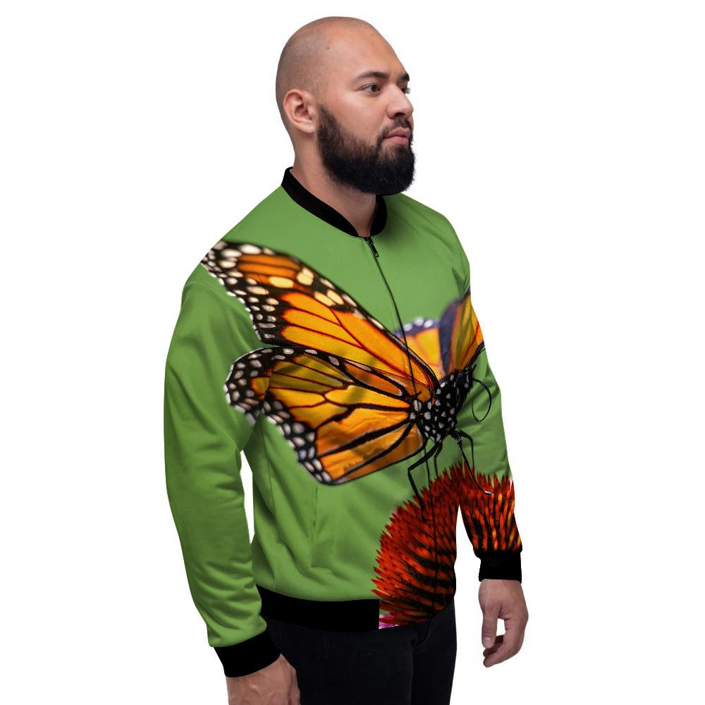 Butterfly Monarch Orange Print Men's Bomber Jacket-grizzshop