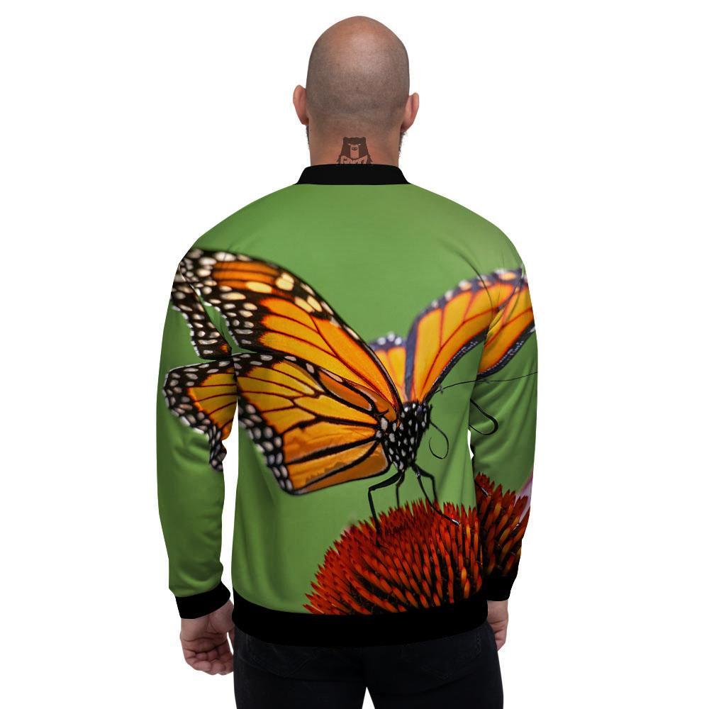 Butterfly Monarch Orange Print Men's Bomber Jacket-grizzshop